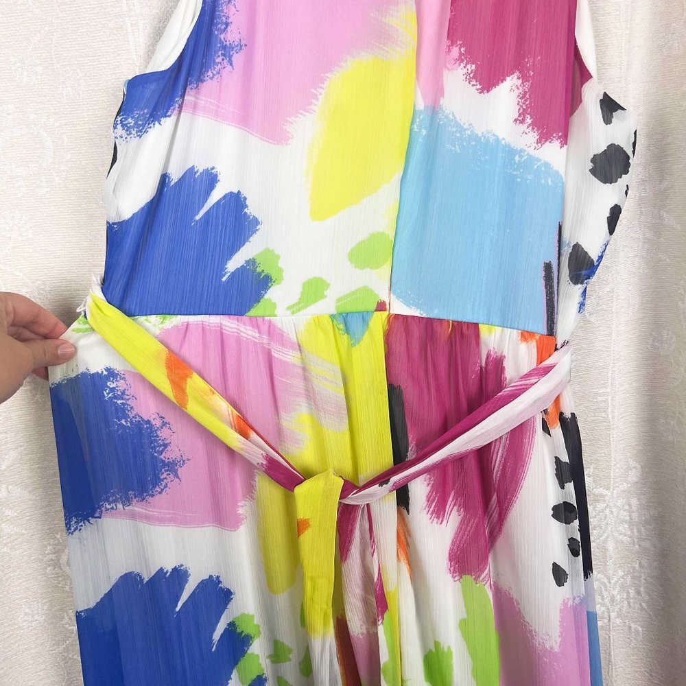 DKNY abstract rainbow print halter midi dress - Picture 9 of 12